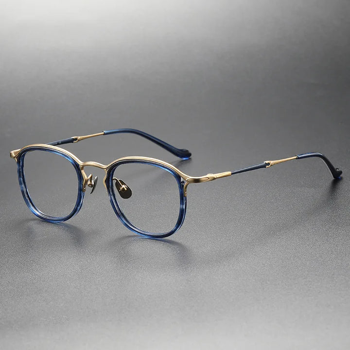 Aimee Unisex Full Rim Oval Round Titanium Acetate Eyeglasses 3118 Full Rim Aimee Blue-Golden  