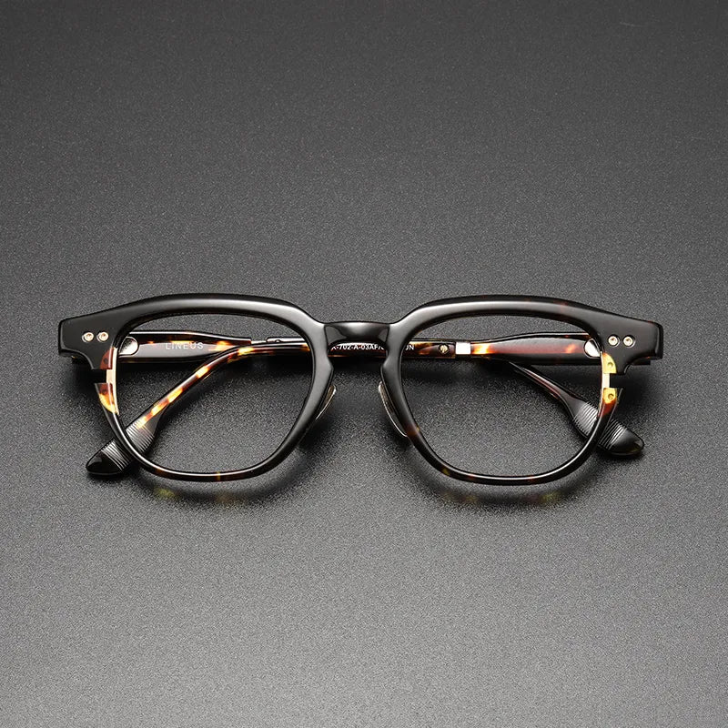 Black Mask Unisex Full Rim Acetate Square Eyeglasses D702 Full Rim Black Mask Tortoise  