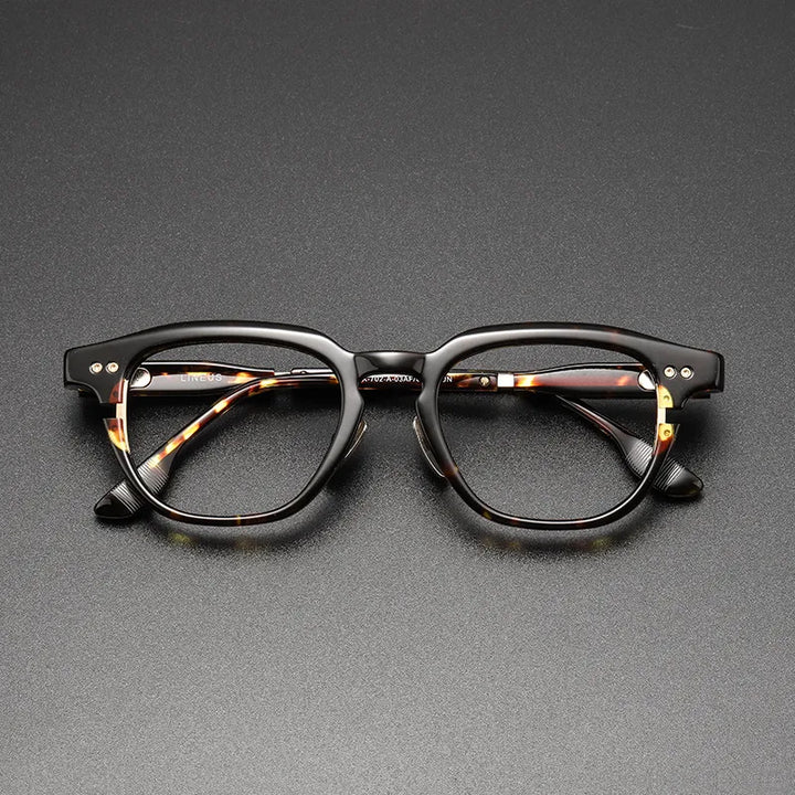 Black Mask Unisex Full Rim Acetate Square Eyeglasses D702 Full Rim Black Mask Tortoise  