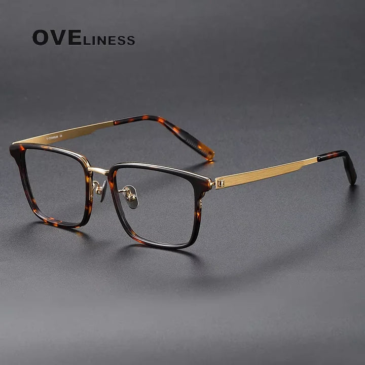 Oveliness Unisex Full Rim Square Acetate Titanium Eyeglasses 80981