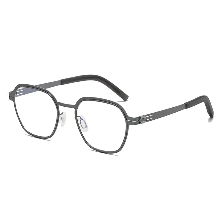 Black Mask Women's Full Rim Flat Top Polygon Steel Eyeglasses 464818