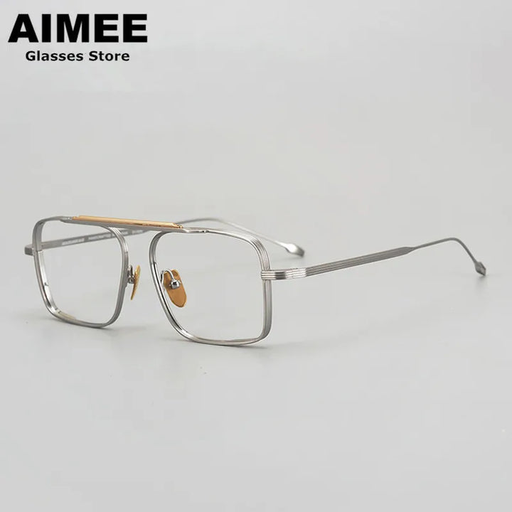 Aimee Unisex Full Rim Square Double Bridge Titanium Eyeglasses Full Rim Aimee   