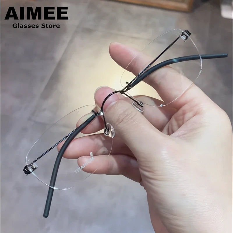 Aimee Women's Rimless Square Titanium Eyeglasses 29740