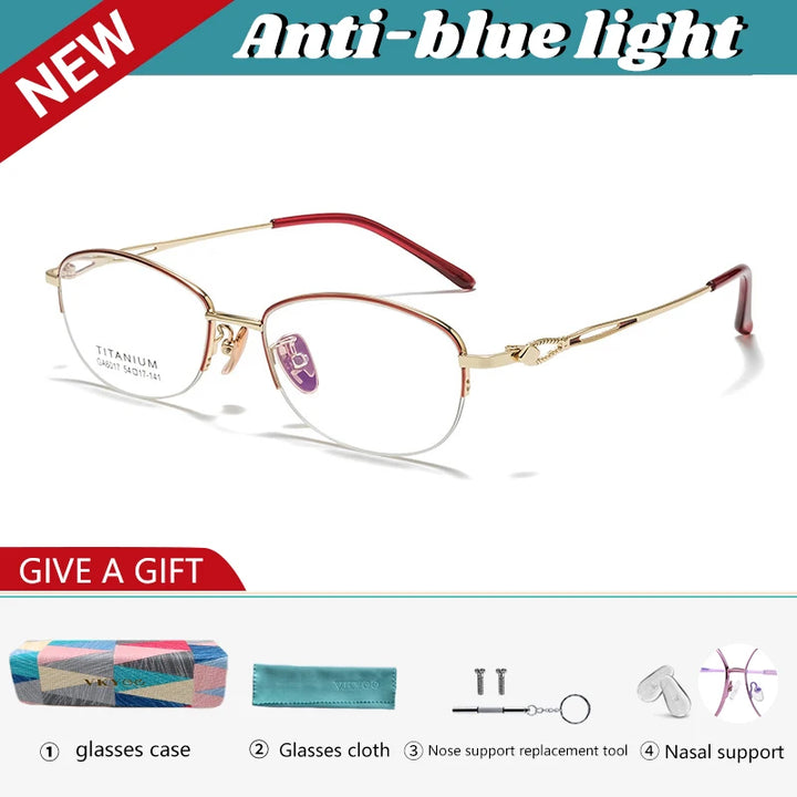 Vicky Women's Semi Rim Square Oval Alloy Reading Glasses 26017