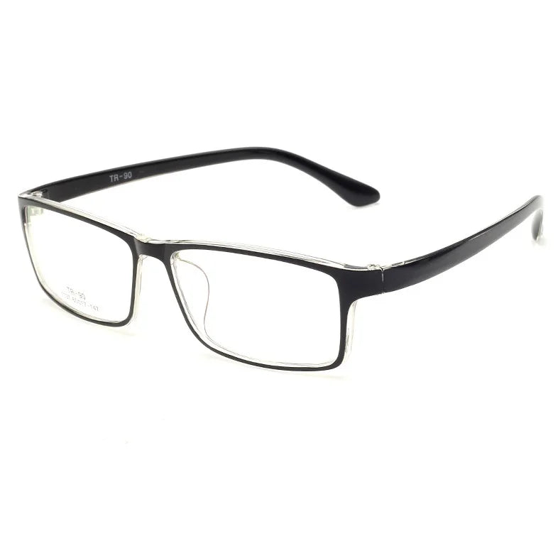 Cubojue Men's Full Rim Big Square Tr 90 Titanium Reading Glasses 71137 Reading Glasses Cubojue black clear no function lens 0