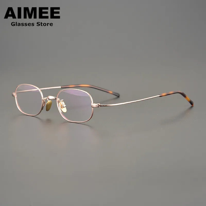 Aimee Unisex Full Rim Small Square Oval Titanium Eyeglasses 6119 Full Rim Aimee Gold  