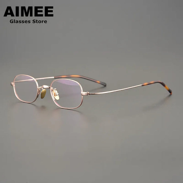 Aimee Unisex Full Rim Small Square Oval Titanium Eyeglasses 6119 Full Rim Aimee Gold  