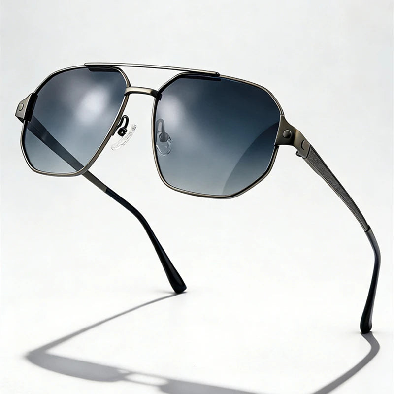 Black Mask Men Full Rim Geometric Titanium Polarized Sunglasses BM-1105S