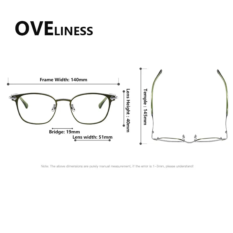 Oveliness Unisex Full Rim Square Acetate Titanium Eyeglasses 369140