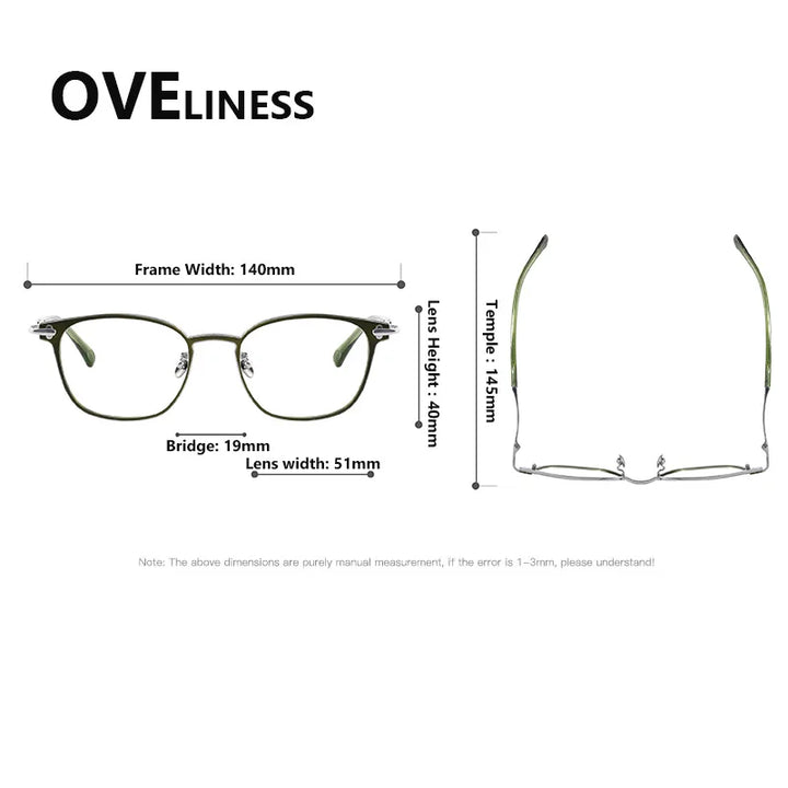 Oveliness Unisex Full Rim Square Acetate Titanium Eyeglasses 369140