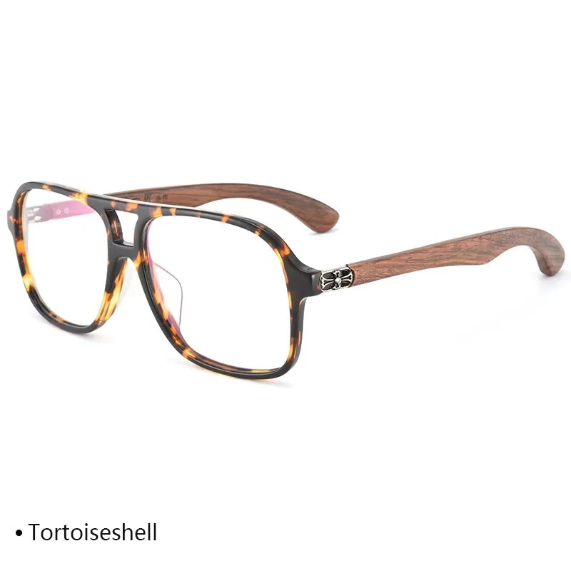 Hdcrafter Unisex Full Rim Double Bridge Square Wood Frames 458000 — view 3 | Hdcrafter Eyeglasses at FuzWeb