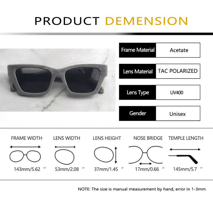 Esnbie Women's Full Rim Square Cat Eye Acetate Sunglasses 471231