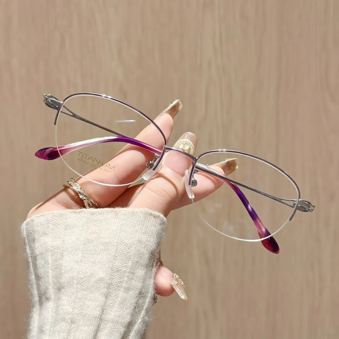 Vicky Women's Semi Rim Oval Titanium Reading Glasses 637022