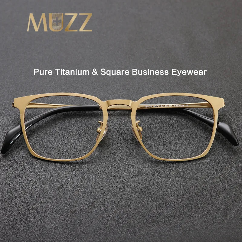 Muzz Men's Full Rim Square Titanium Eyeglasses S18008 Full Rim Muzz   