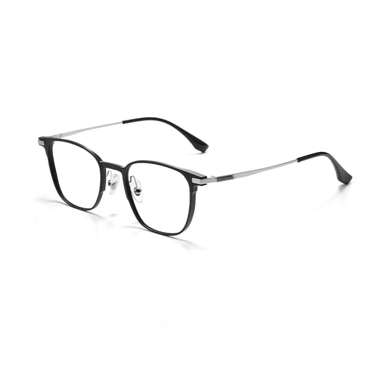 Summer Flower Men's Full Rim Square Acetate Titanium Eyeglasses 28559