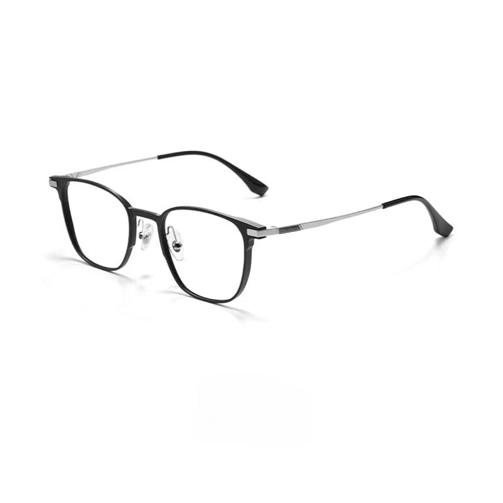 Summer Flower Men's Full Rim Square Acetate Titanium Eyeglasses 28559