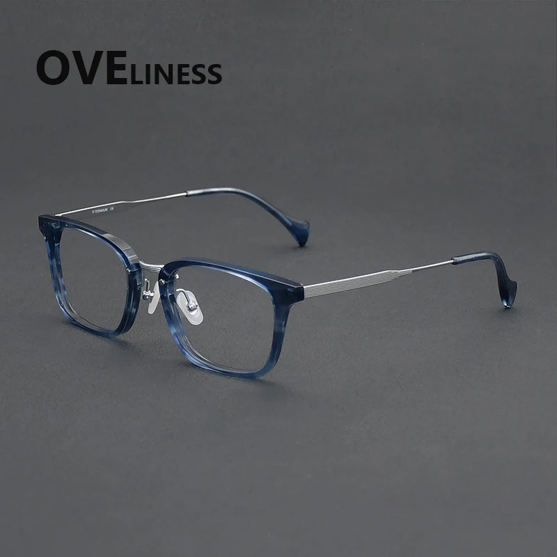 Oveliness Unisex Full Rim Big Square Acetate Titanium Eyeglasses 926016