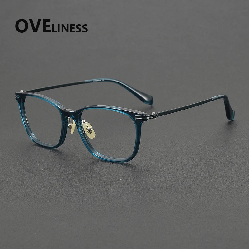 Oveliness Unisex Full Rim Square Titanium Acetate Eyeglasses 390012