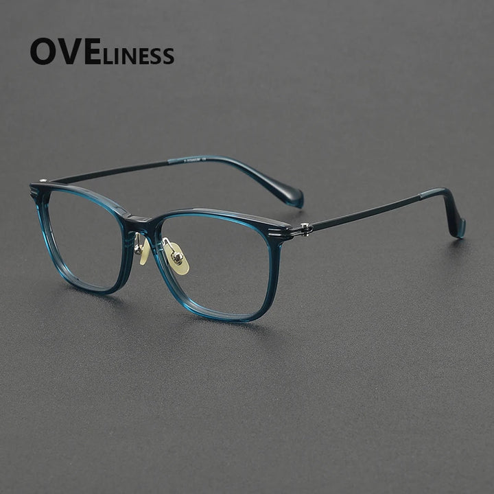Oveliness Unisex Full Rim Square Titanium Acetate Eyeglasses 390012