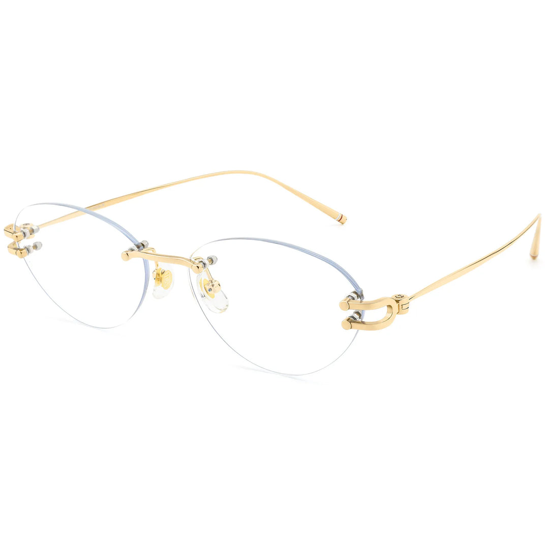 Yimaruili Unisex Rimless Cat-Eye Pure Titanium Eyeglasses 25088WK — view 3 | Yimaruili at FuzWeb