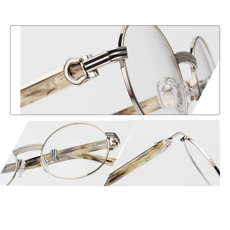 Esnbie Unisex Full Rim Round Alloy Eyeglasses 25SM083-1
