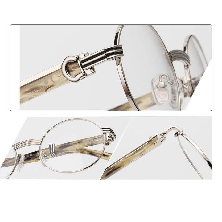 Esnbie Unisex Full Rim Round Alloy Eyeglasses 25SM083-1