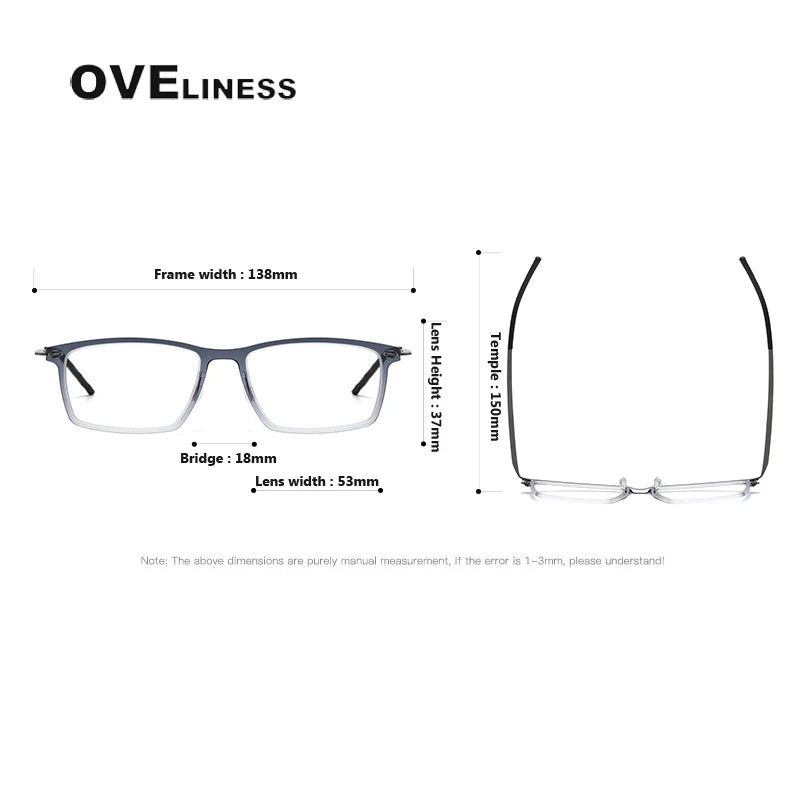 Oveliness Women's Full Rim Square Acetate Titanium Eyeglasses 366544
