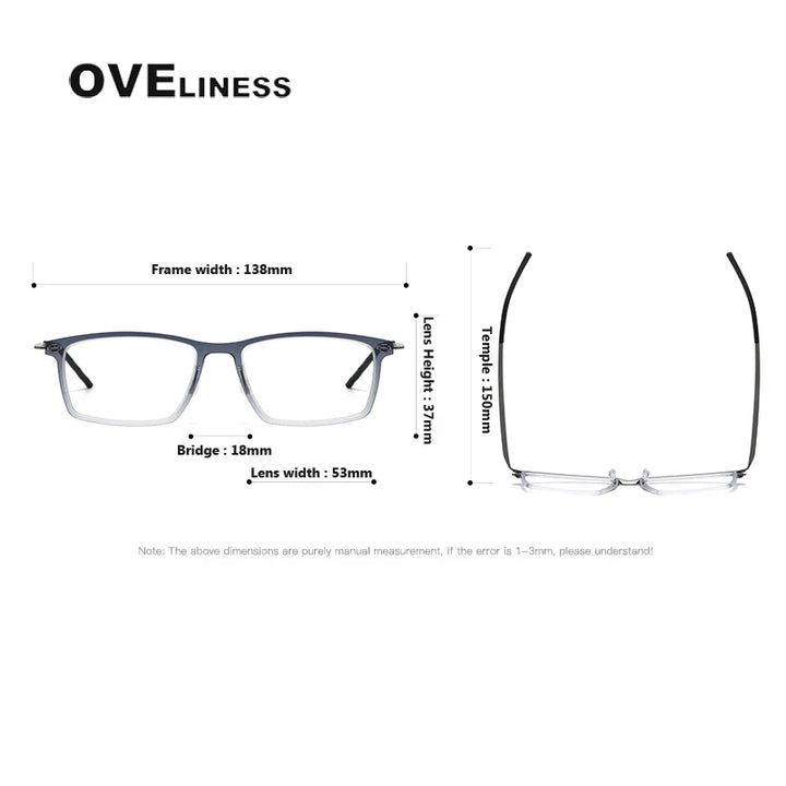 Oveliness Women's Full Rim Square Acetate Titanium Eyeglasses 366544