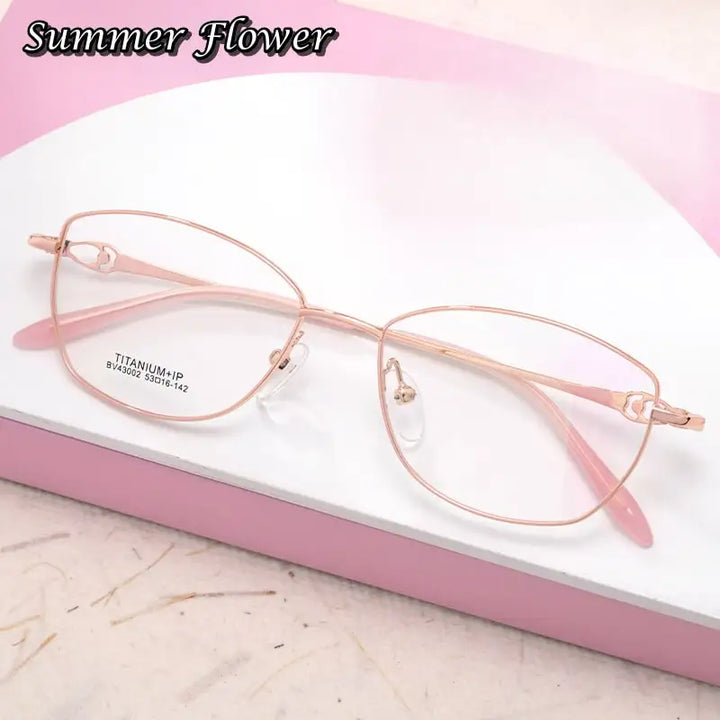 Summer Flower Women's Full Rim Polygon Titanium Eyeglasses 430024