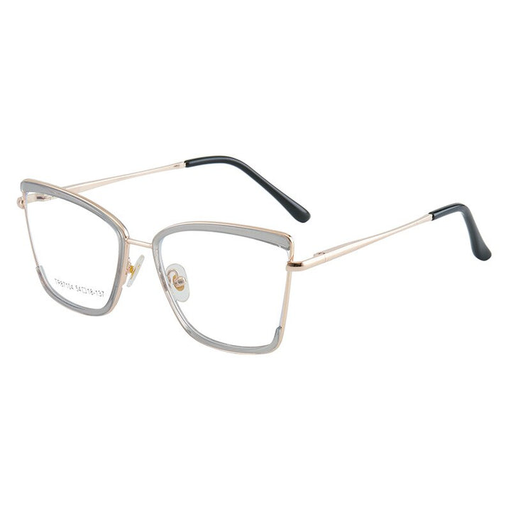 CCSpace Unisex Full Rim Square Cat Eye TR 90 Alloy Eyeglasses 55915 Full Rim CCspace Gray China 