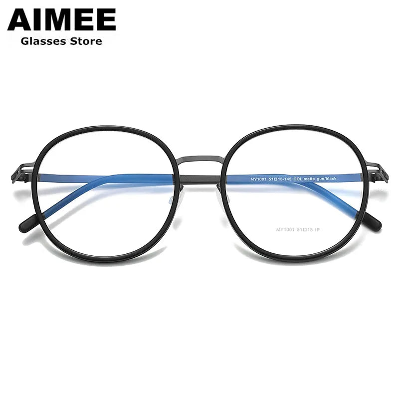 Aimee Unisex Full Rim Round Screwless Titanium Acetate Eyeglasses 2511 Full Rim Aimee   