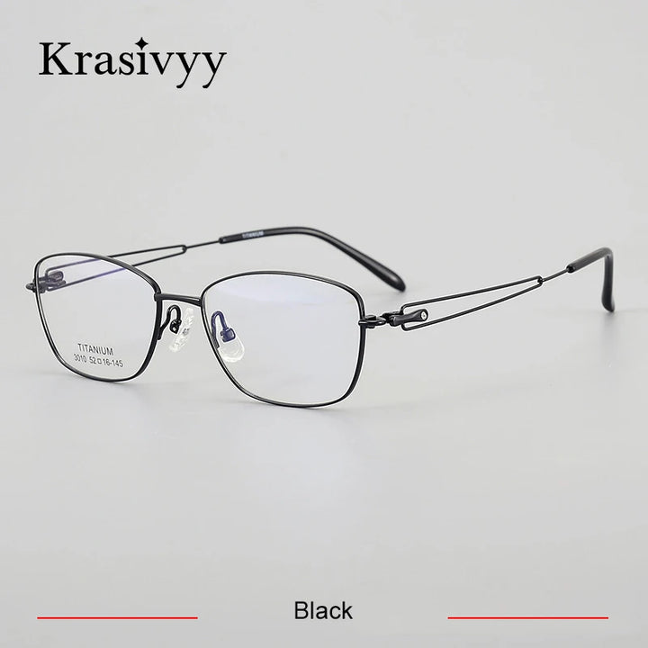 Krasivyy Women's Full Rim Oval Square Titanium Eyeglasses 443010 Full Rim Krasivyy Black  