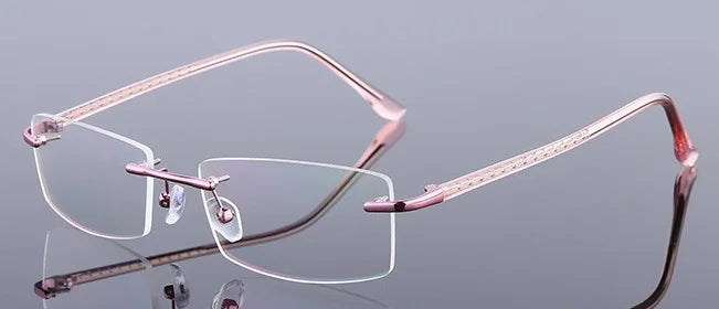 Brightzone Unisex Rimless Square Titanium Alloy Eyeglasses 71866 Rimless Brightzone Pink