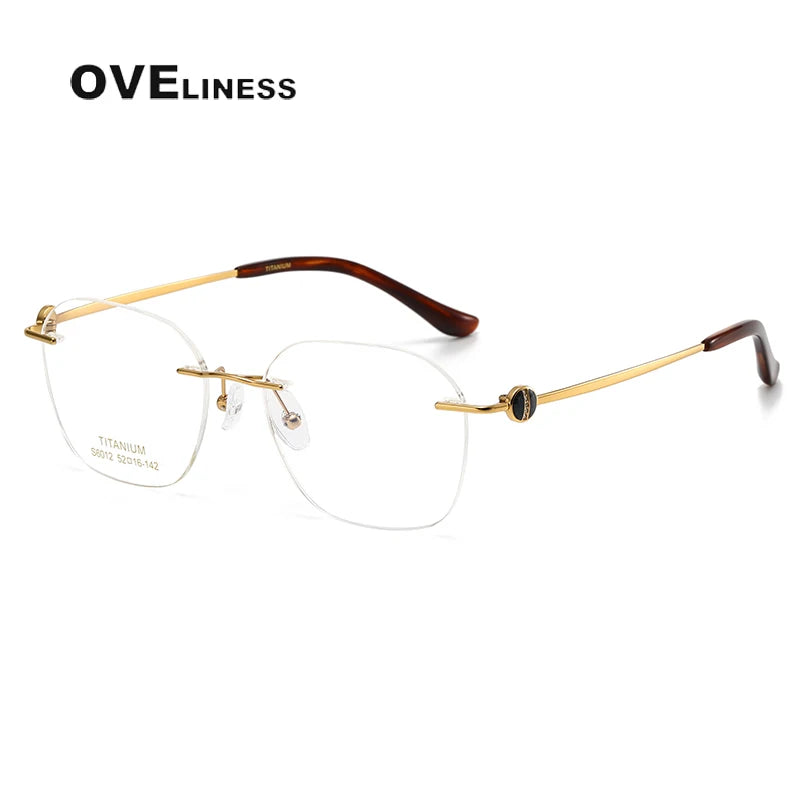 Oveliness Women's Rimless Oval Square Titanium Eyeglasses 196012 Rimless Oveliness gold  