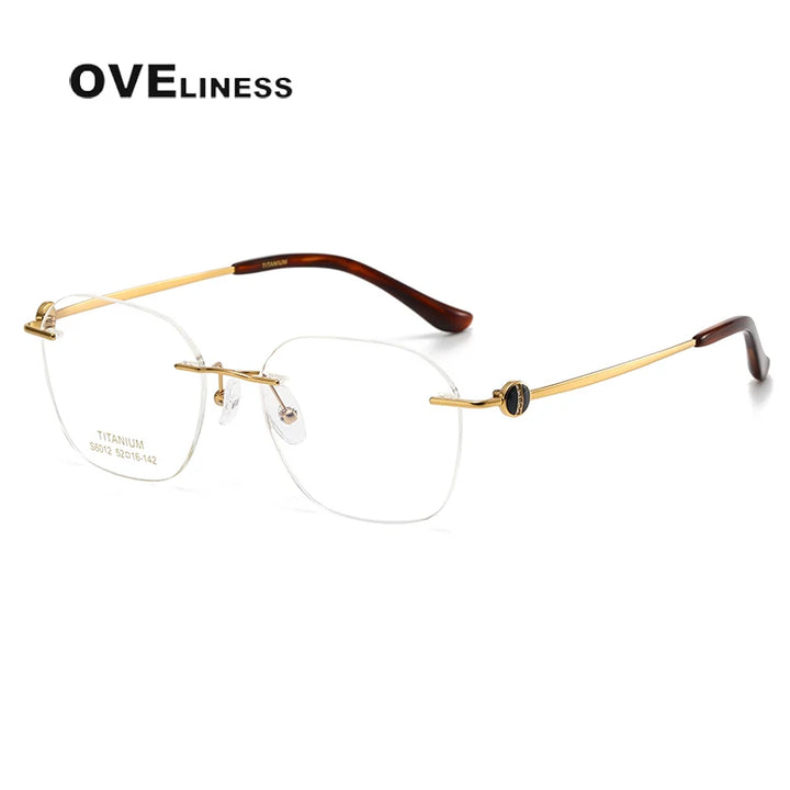 Oveliness Women's Rimless Oval Square Titanium Eyeglasses 196012 Rimless Oveliness gold  