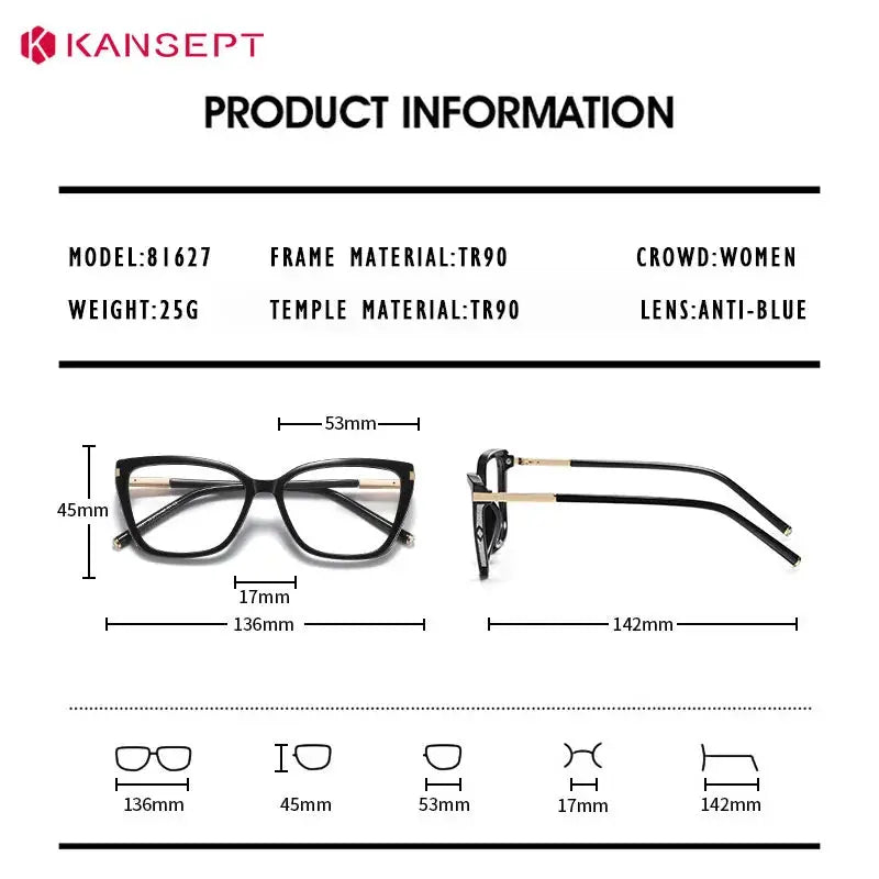 Kansept Women's Full Rim Cat Eye Tr 90 Frames 816270 FuzWeb