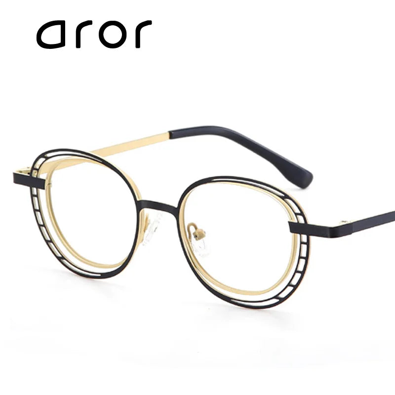 Aror Unisex Full Rim Oval Square Titanium Eyeglasses 45529 Full Rim Aror