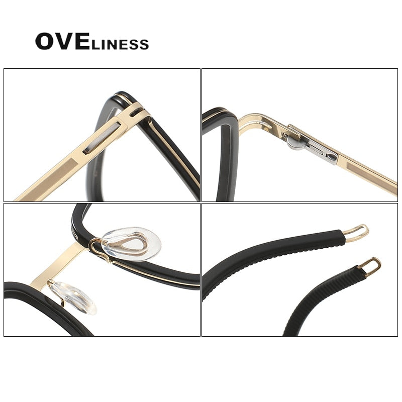 Oveliness Unisex Full Rim Square Acetate Titanium Eyeglasses 8202320 Full Rim Oveliness   