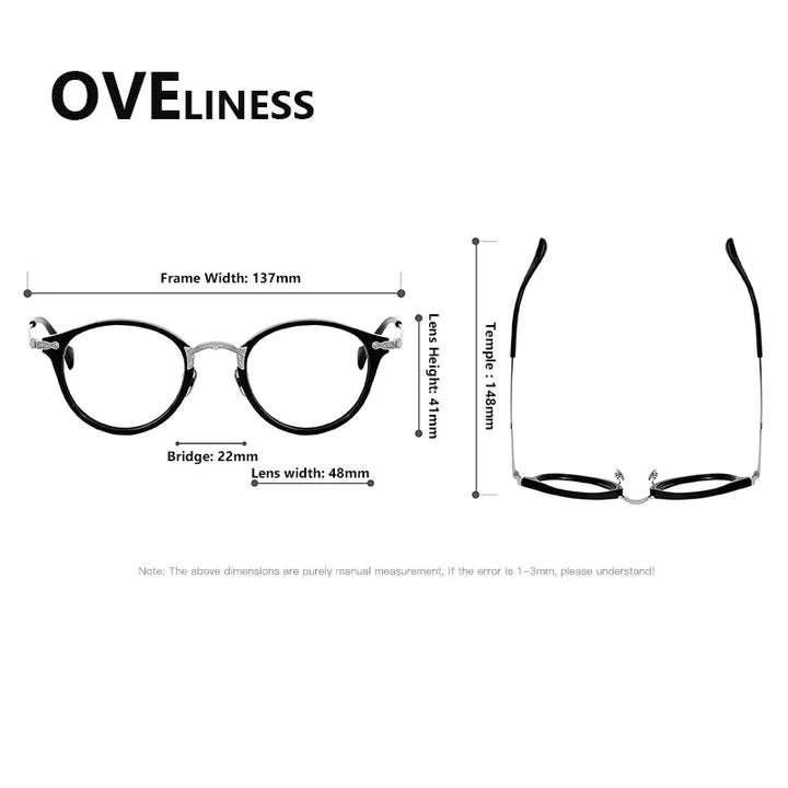 Oveliness Women's Full Rim Round Titanium Acetate Eyeglasses 926008