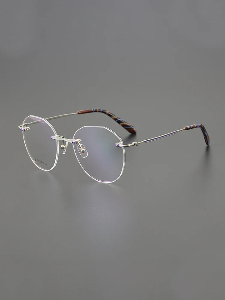 Nobler Unisex Rimless Flat Top Round Titanium Eyeglasses T074 Full Rim Nobler   