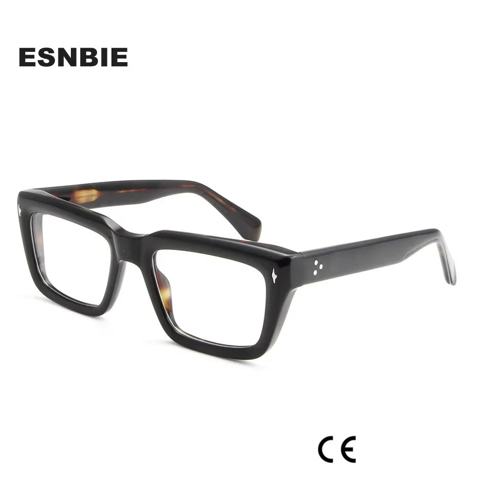 Esnbie Unisex Full Rim Square Acetate Eyeglasses 1-407-1