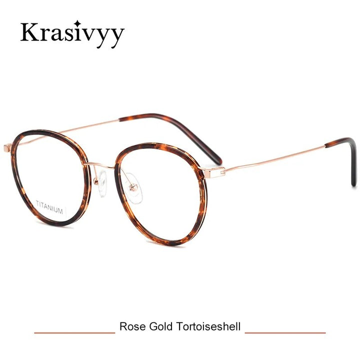 Krasivyy Men's Full Rim Square Tr 90 Titanium Eyeglasses Kr16065 Full Rim Krasivyy Gold Tortoiseshell CN 