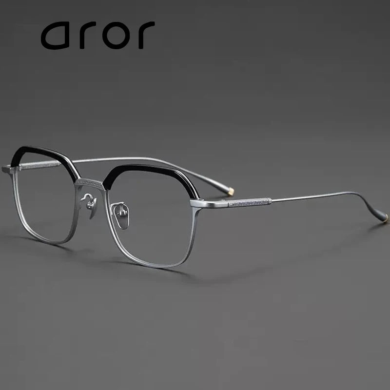 Aror Unisex Full Rim Polygon Square Acetate Titanium Eyeglasses 51143