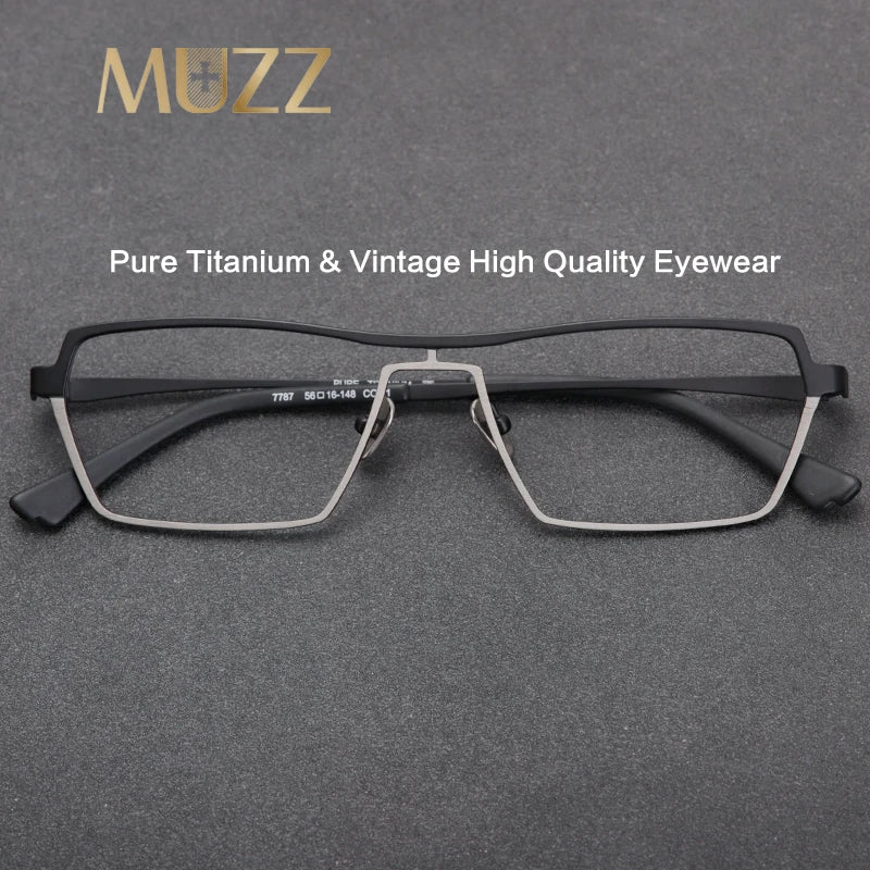 Muzz Unisex Full Rim Polygon Square Brow Line Titanium Eyeglasses 37787
