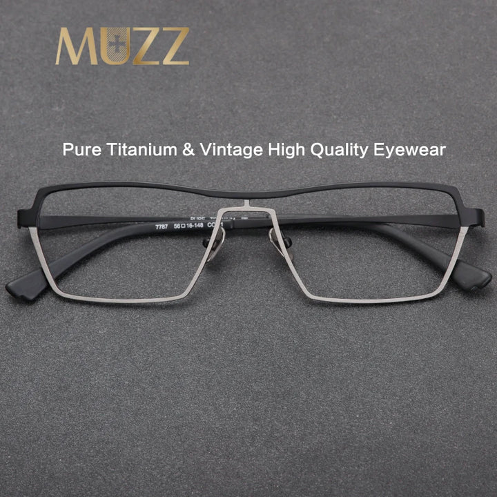 Muzz Unisex Full Rim Polygon Square Brow Line Titanium Eyeglasses 37787