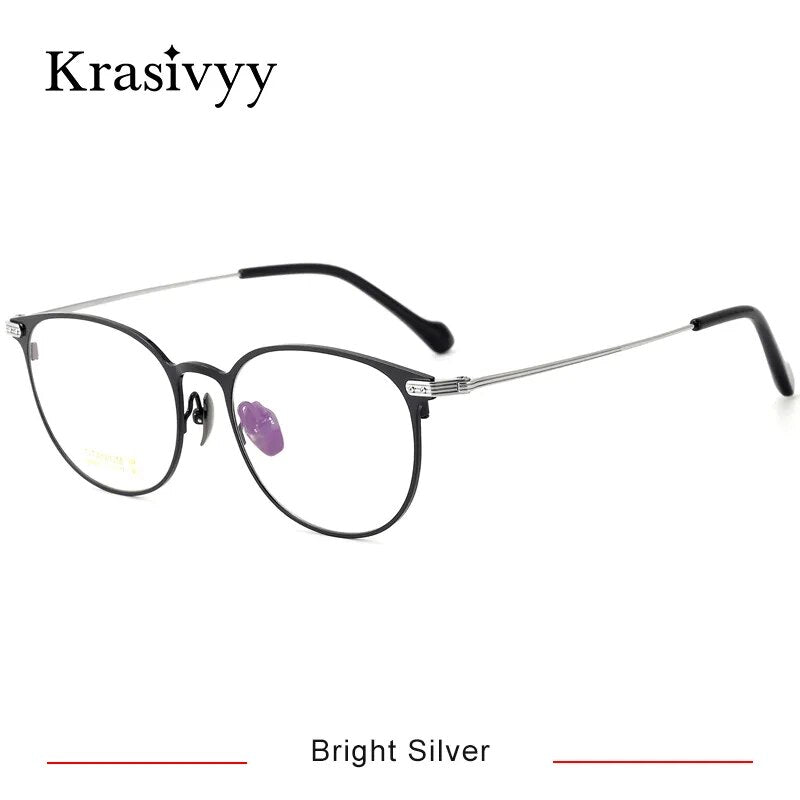 Krasivyy Women's Full Rim Oval Titanium Eyeglasses Full Rim Krasivyy Bright Silver CN 