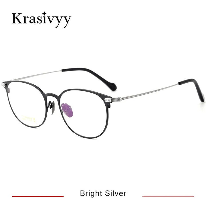 Krasivyy Women's Full Rim Oval Titanium Eyeglasses Full Rim Krasivyy Bright Silver CN 