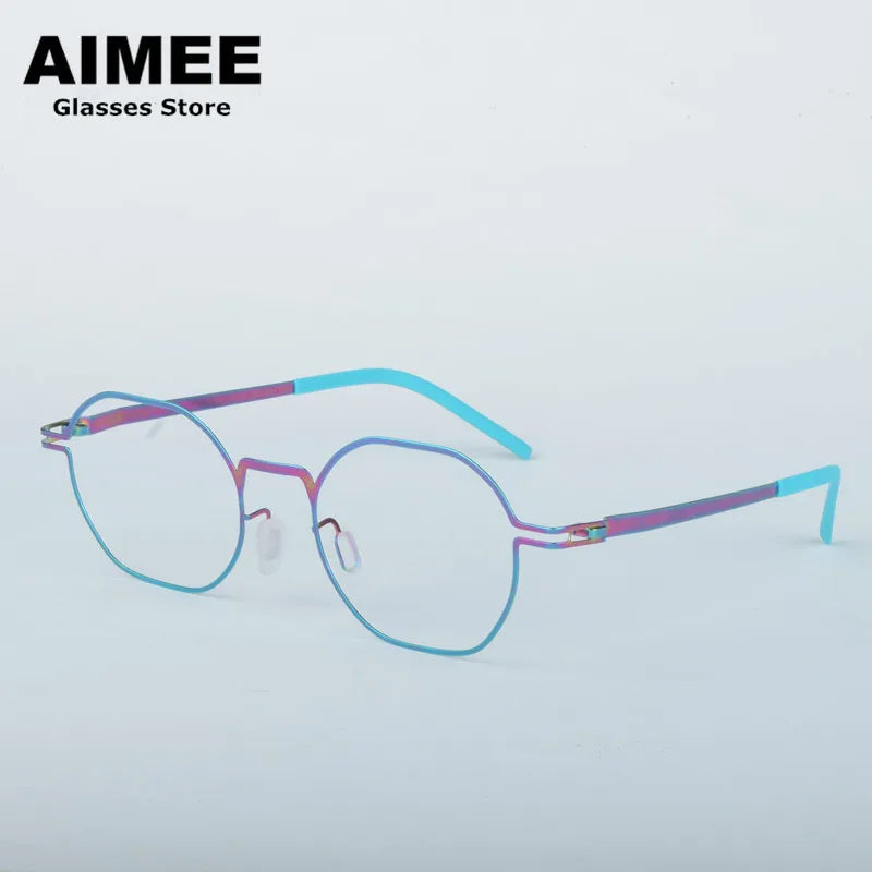 Aimee Women's Full Rim Polygon Oval Screwless Steel Eyeglasses 13546 Full Rim Aimee Mulit  