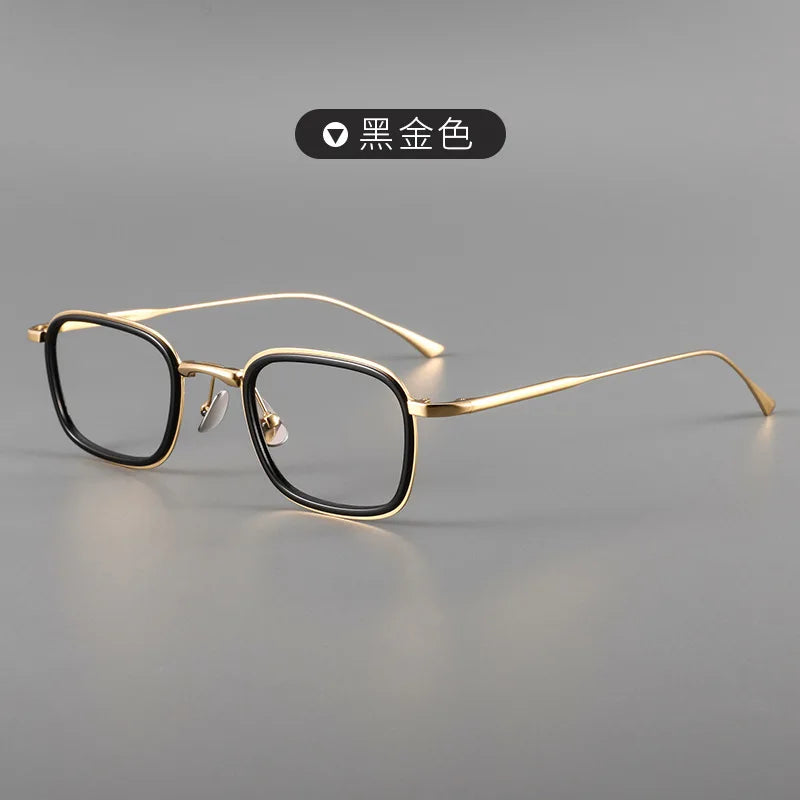 Zirosat Men's Full Rim Square Acetate Titanium Eyeglasses 190521