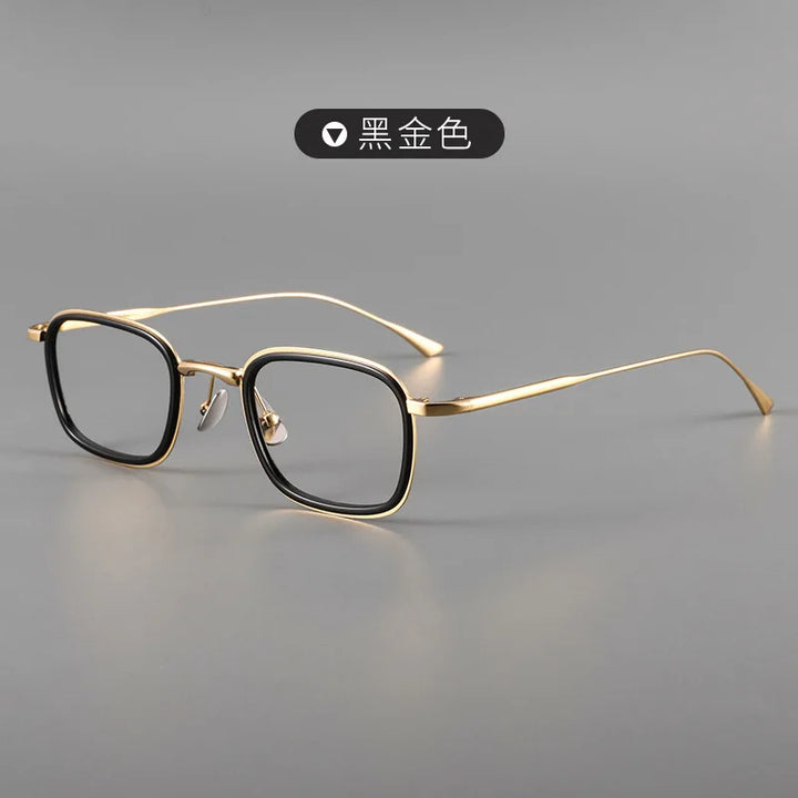 Zirosat Men's Full Rim Square Acetate Titanium Eyeglasses 190521